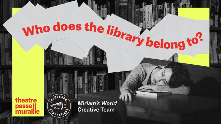 Who does the library belong to? A banner shows paper flying above an individual's head, as they fall asleep leaning on the books on top of a library desk.